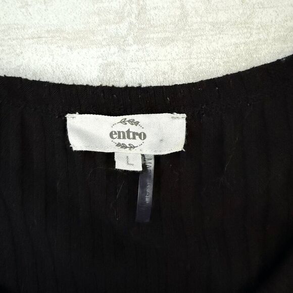Entro Maxi Dress Long Sleeve Full Length Scoop Neck Black Sweater Large Buttons - Picture 4 of 9